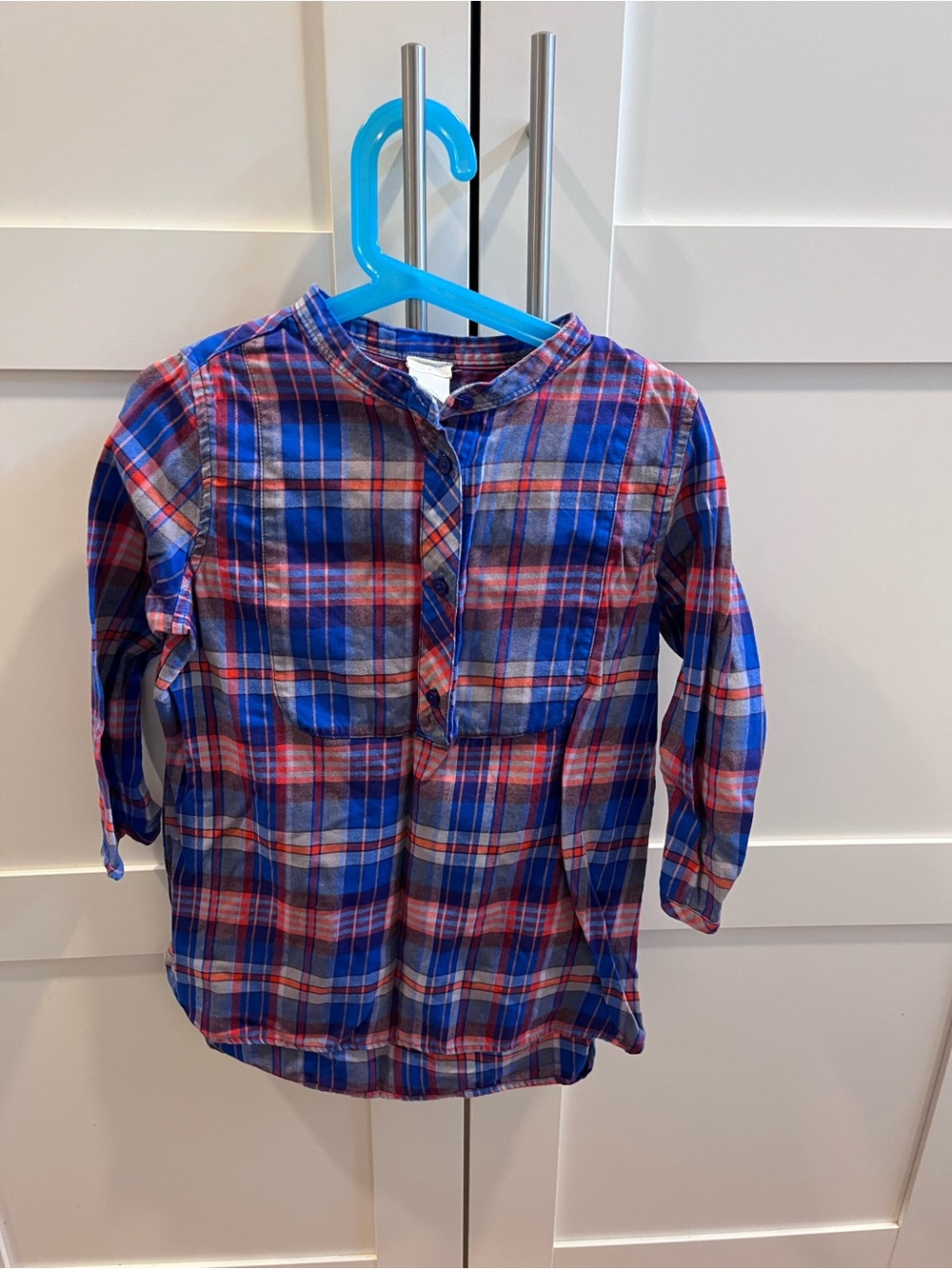 Crewcuts Blue and Red Plaid Tunic Henley Shirt